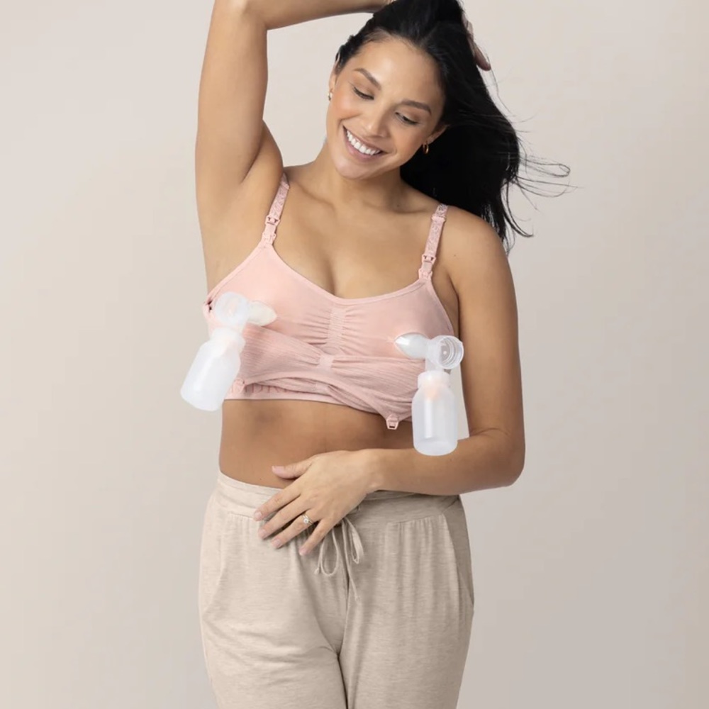 IN PACKAGING, NEW WITH TAGS: large pink kindred bravely nursing / pumping bra.